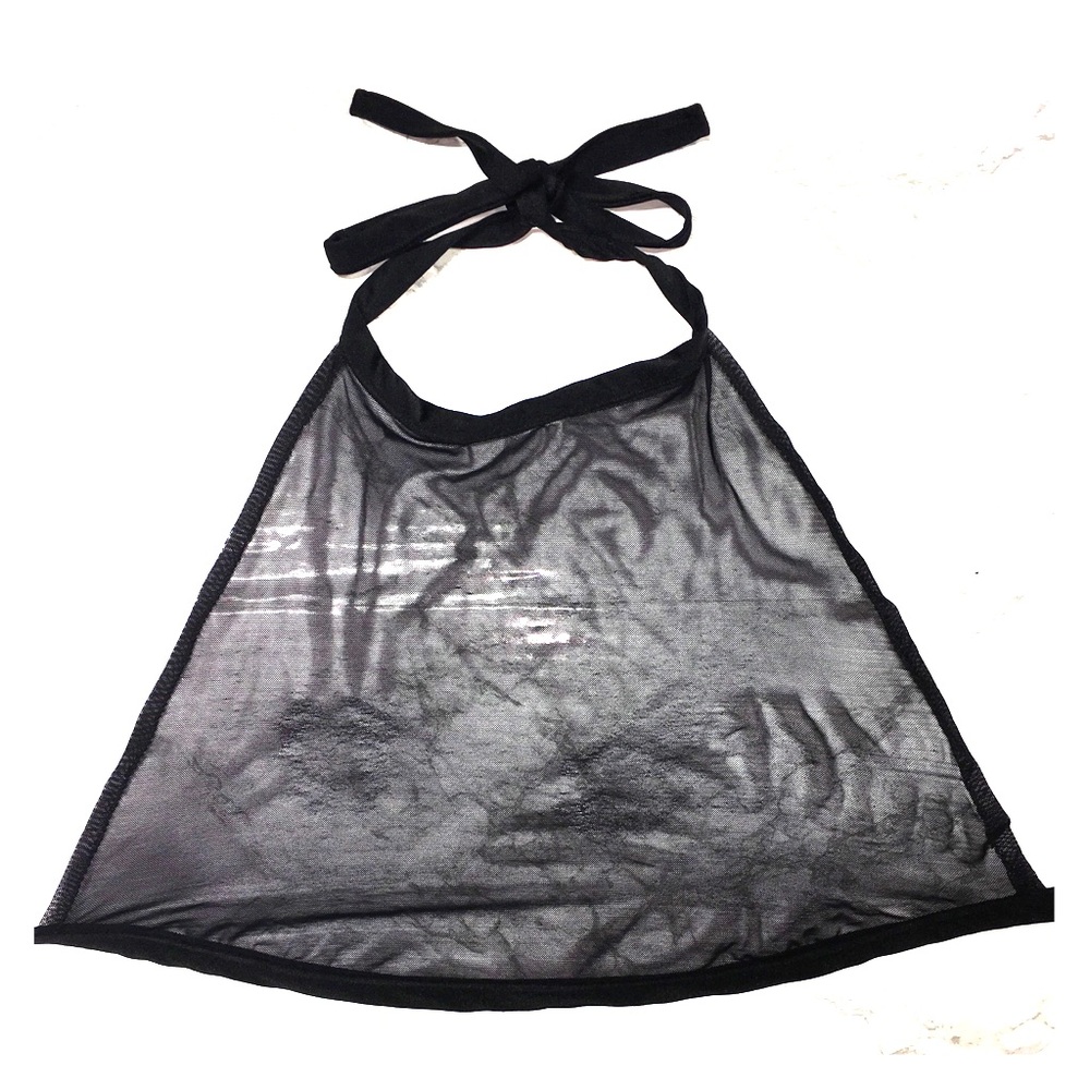 Black Mesh Ravewithmigente Halter Top